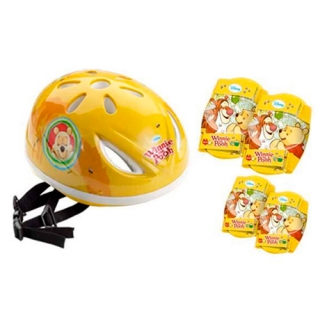 casco e ginocchiere e gomitiere serie puffi poer ranger winnie the pooh